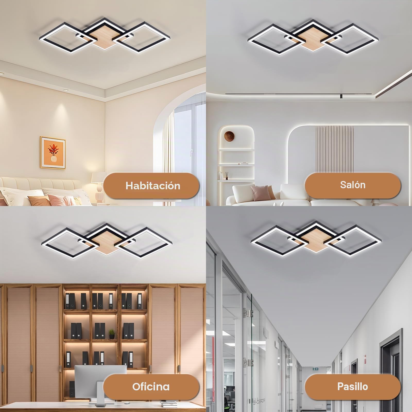 BrightFly LED Techo, 24W Moderna Lámpara de Techo LED, 3100LM Blanco Frío 6500K, Cuadrado Luz de Techo del Para Corredor Baño Cocina Sala de Estar Dormitorio Pasillo