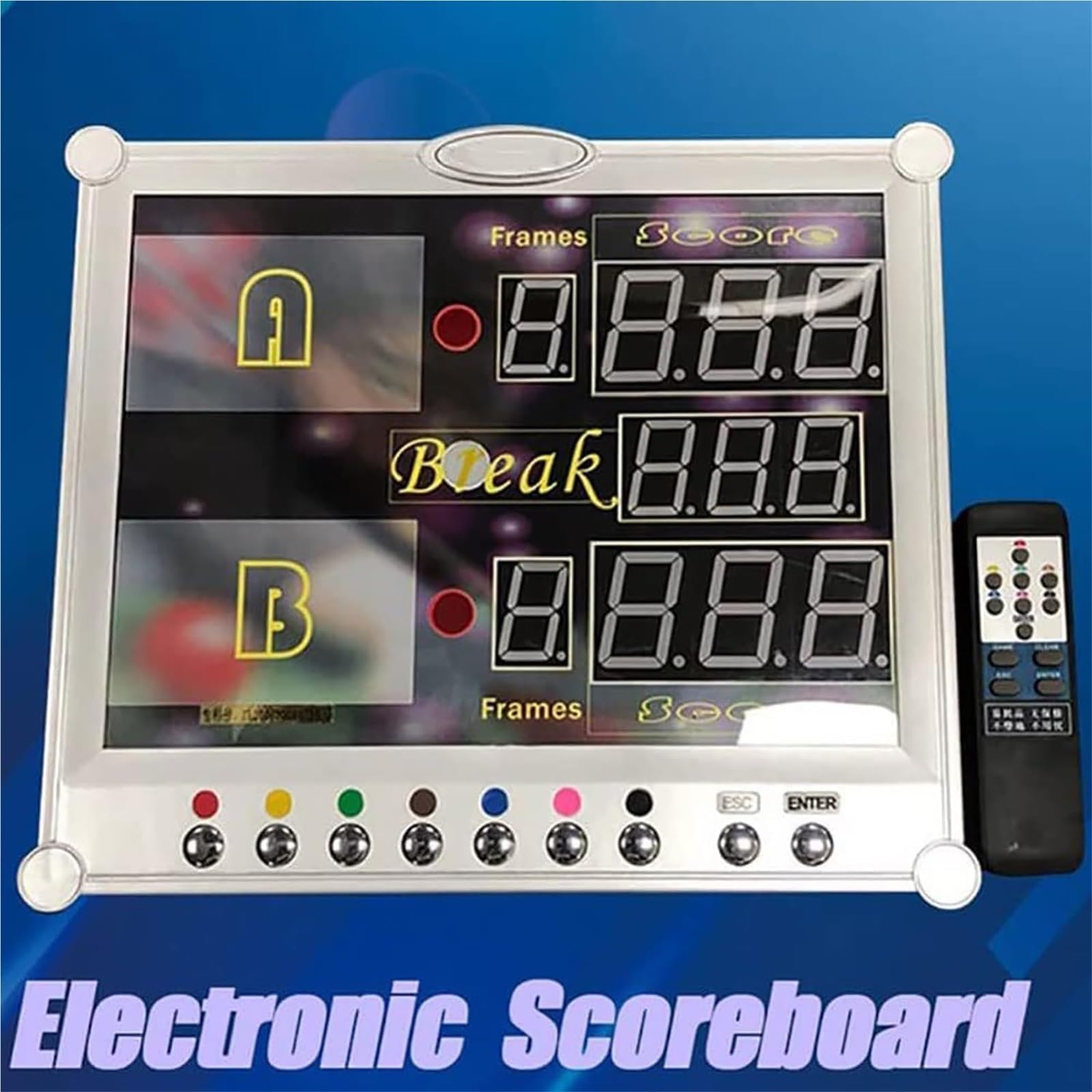 Tabellone segnapunti digitale a LED da parete e da tavolo, per biliardo e biliardo, elettronico, 0-199, con telecomando, sala giochi