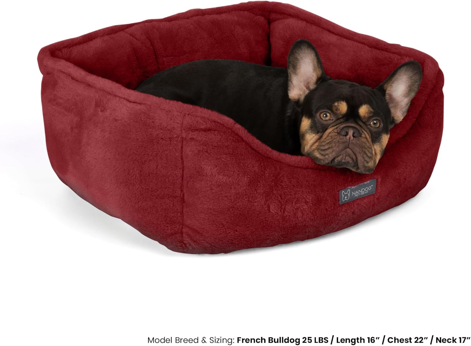 NANDOG Cloud Collection Cat and Dog Bed for Small to Medium Breeds – Made of Ultra Soft Micro Plush Fabric – Reversible Design with Double Stitched Seams (25”x21”x10”) (Burgundy)