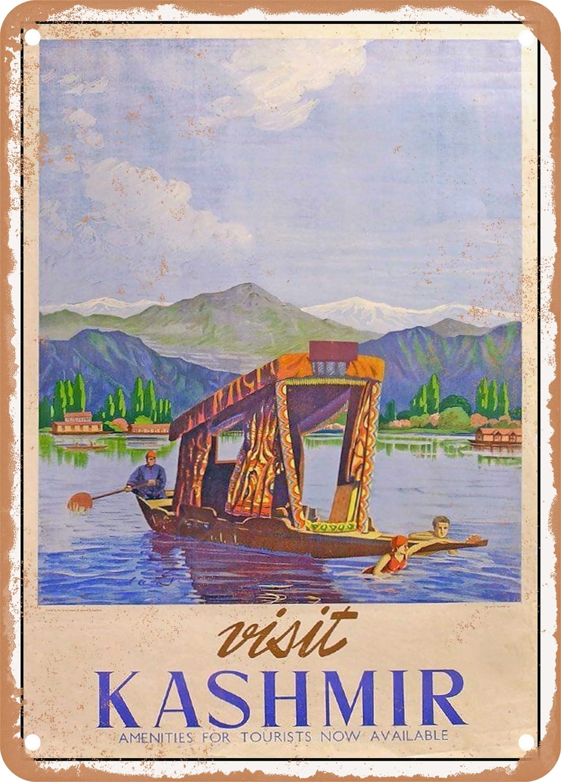 Miaomansenstore Metal Sign - 1949 Visit Kashmir Vintage Ad Home Decor