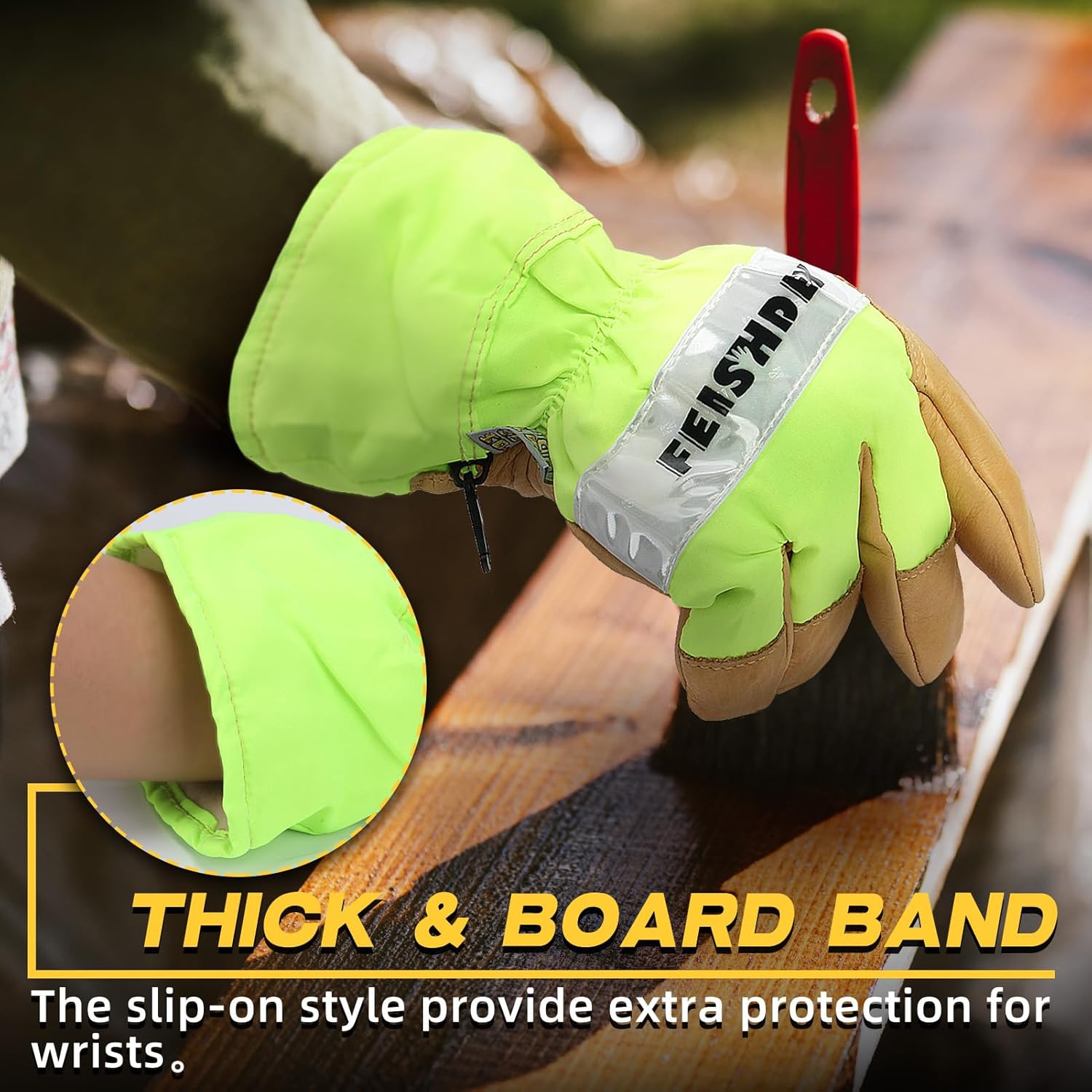 Reflective Winter Work Gloves, Waterproof Cold Weather Hi-Vis Safety Warm Gloves for Men & Women