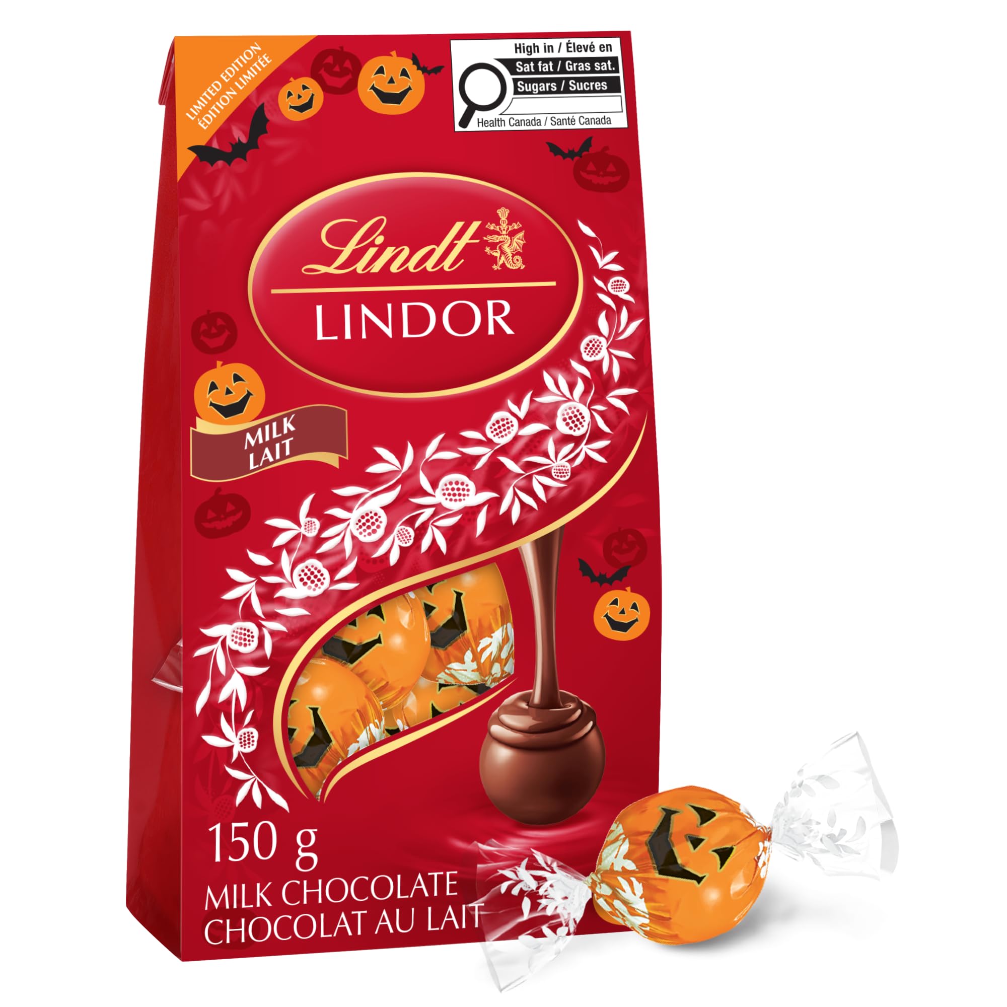 Lindt LINDOR Milk Chocolate Truffles with Seasonal Pumpkin Wrap