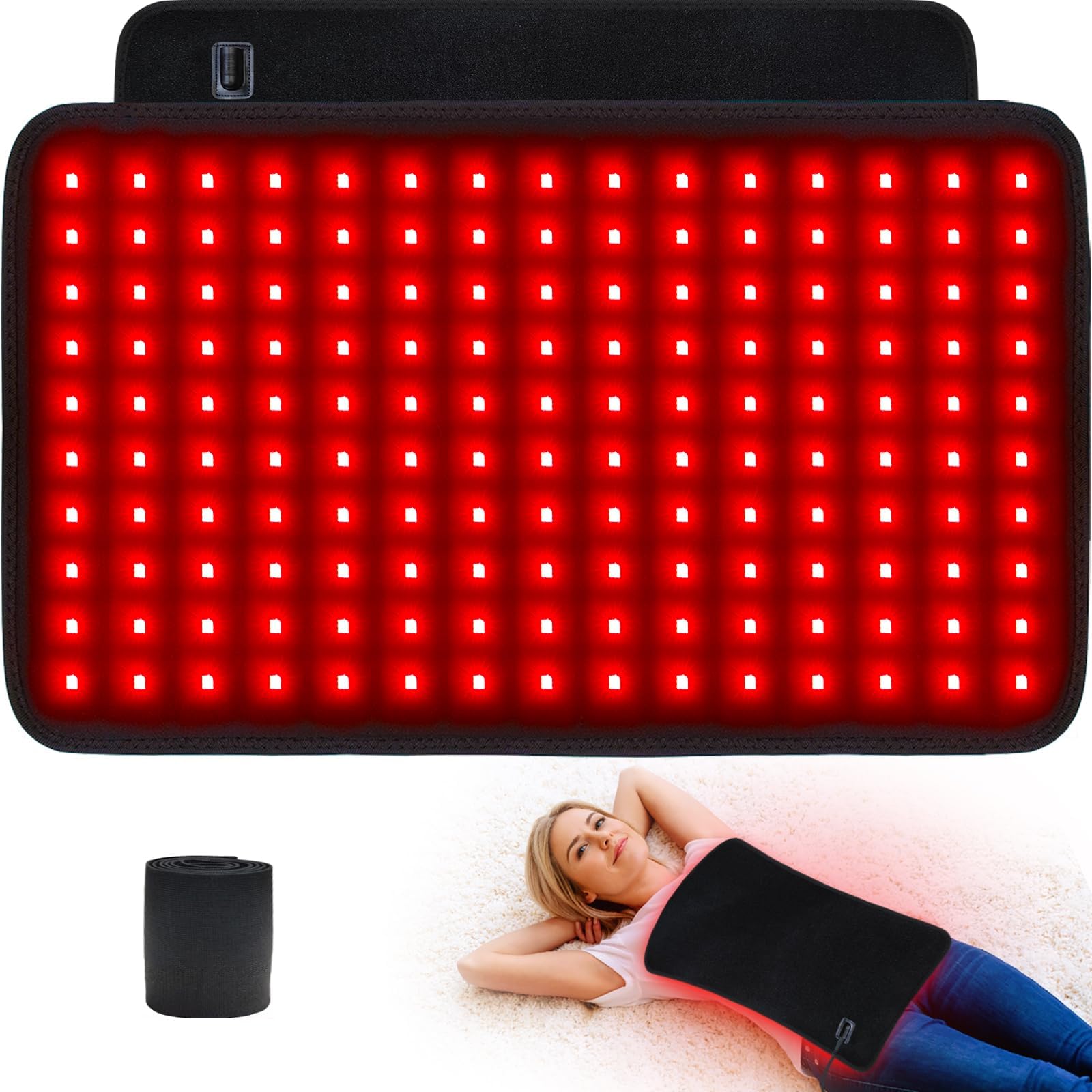 feangli Red Light Therapy for Body, Infrared Light Therapy 19.8" x 12" Infrared Heating Pad Larger Wrap for Back Waist Shoulder Knee Feet Joints Pain Relieve with Auto-Timer, Ideal Gift