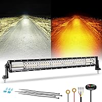 Auxbeam 30 Inch 180W Amber White LED Light Bar - 6 Modes Strobe Spot Flood Combo for Trucks Jeeps ATV UTV Off-Road