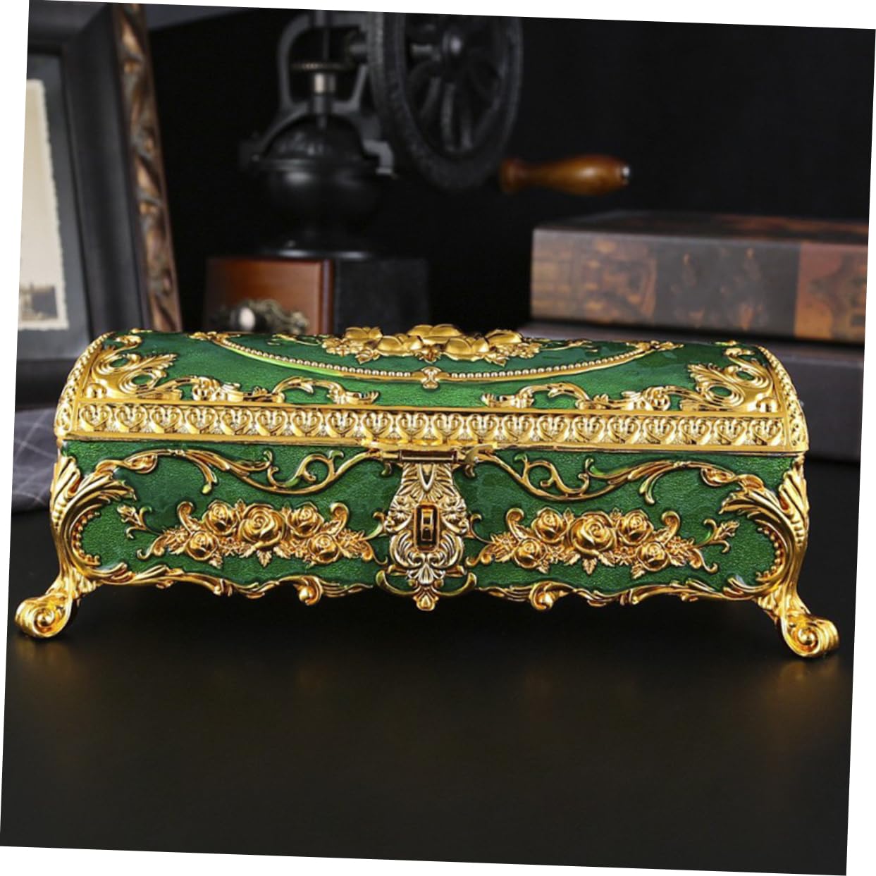 Holibanna Vintage Schmuckschatulle Im Europäischen Stil, Schatzorganisator Mit Fuß Für Die Kommode