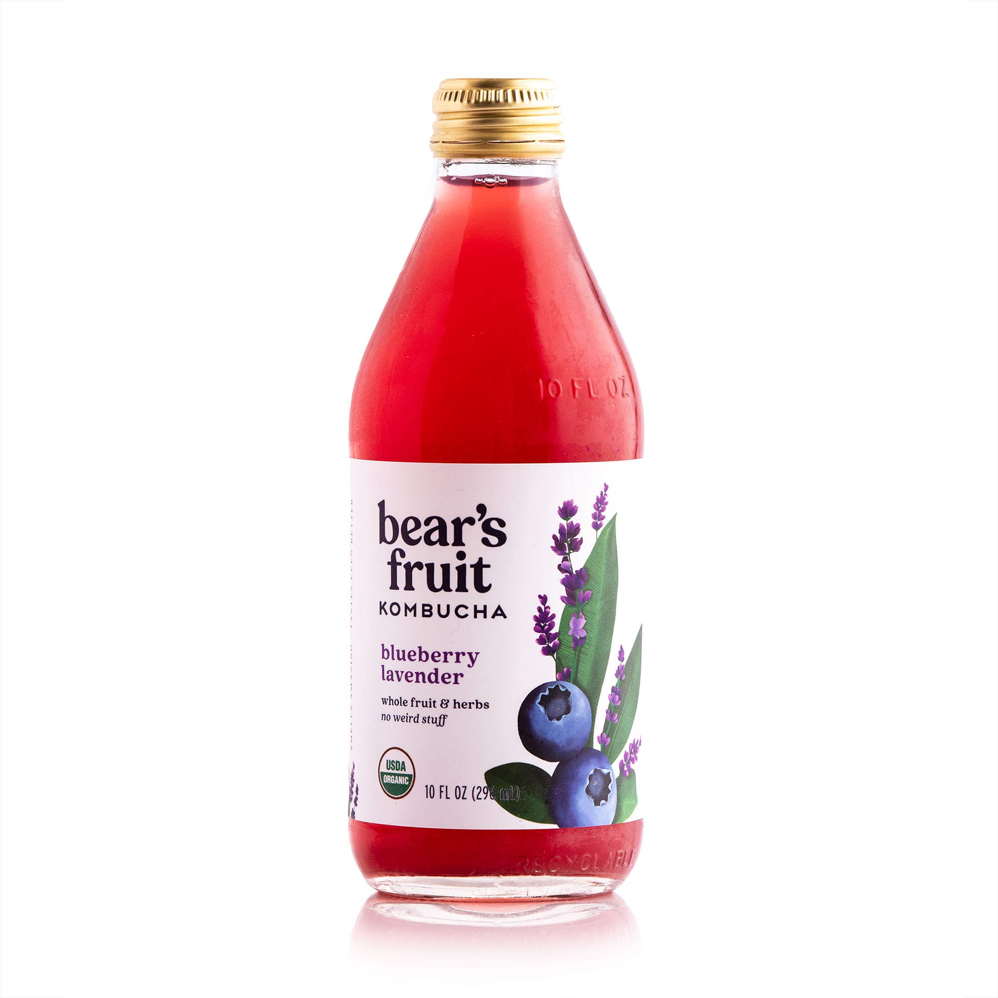 Bear's FruitOrganic Raw Kombucha. Blueberry Lavender. Made with 100% Whole Fruit & Fresh Herbs - No Artificial Flavors, No Fake Sweeteners, No Weird Stuff. 12oz (12 Pack)