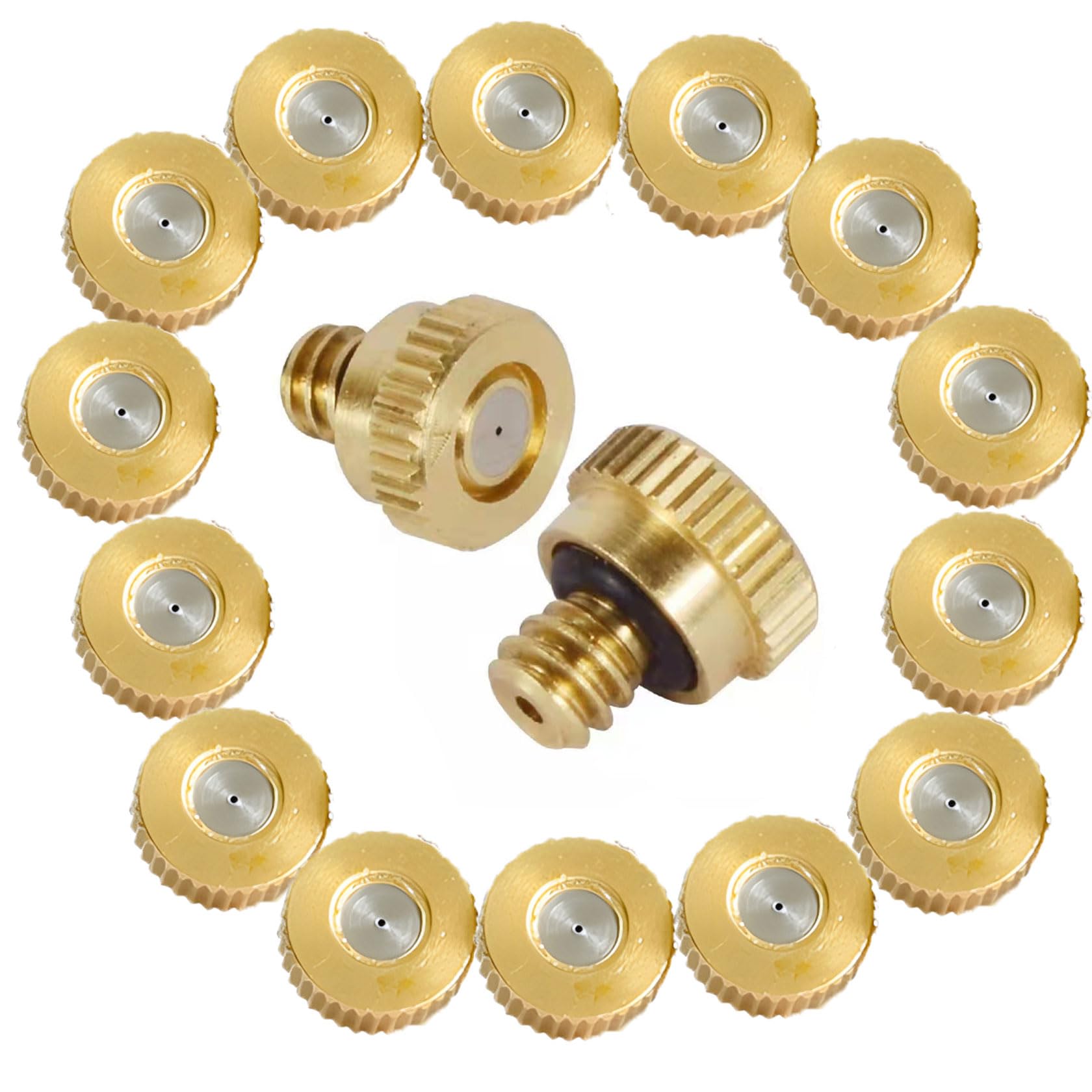 MGNSJGYXN Misting Nozzle Adjustable Brass Atomizing, 50 Pcs Brass Low Pressure Water Mister Nozzle Multiple Sizes for Outdoor Misting(0.4mm)