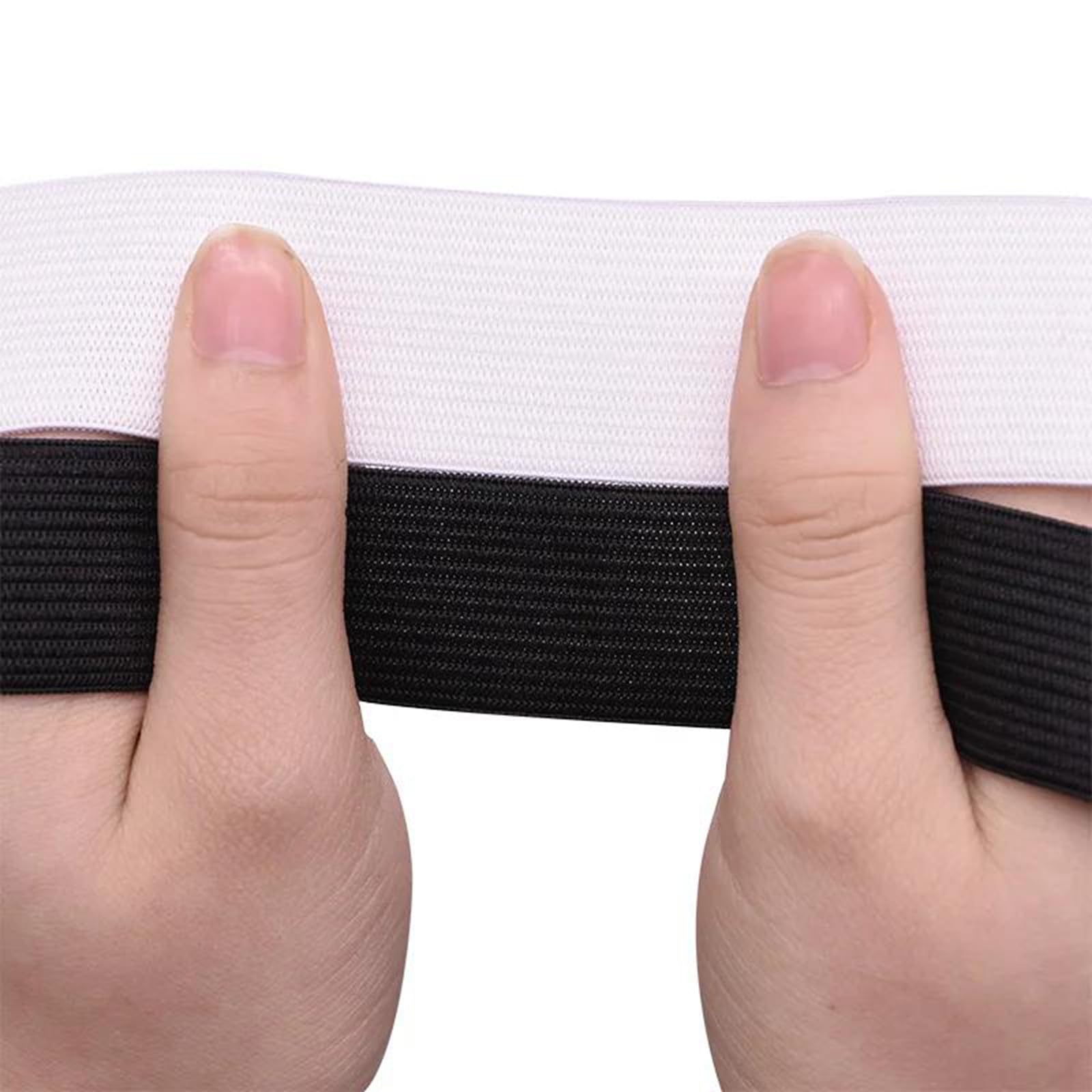 Bandas elásticas Banda elástica Ancha y Plana Elástico de 10 Metros de 15-45 mm for Costura, Manualidades, Ropa, Accesorios, puños elásticos, Negro, 40 mm(White,20mm)