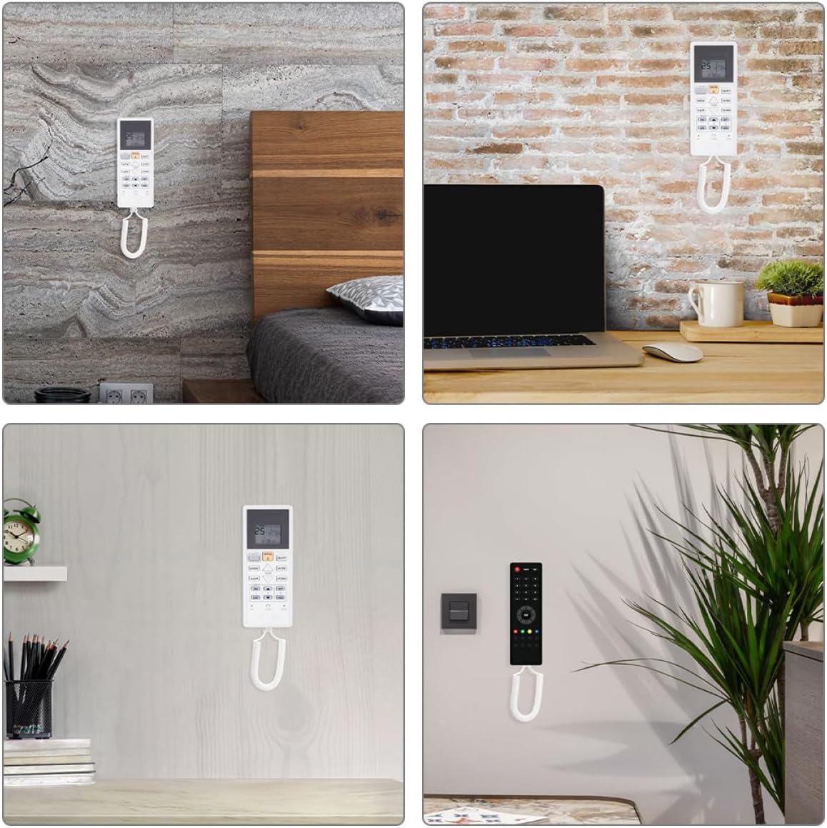 2pcs Remote Control Tether Anti-Lost Rope with Self-Adhesive Punch-Free Hooks, Universal Tv Remote Holder Cable for Living Room and Home Use