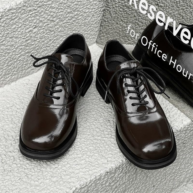 Santimon Men’s Oxford Shoes Formal Dress Round Toe Lace Up Business Office Wedding Derby Suit Shoe3