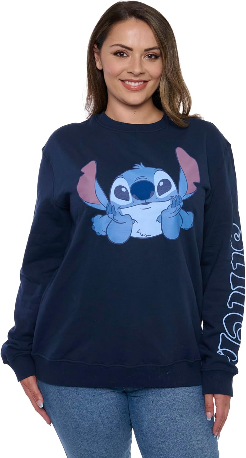 Disney Women Sweatshirt Pooh Eeyore Stitch Minnie Mouse Crewneck Pullover