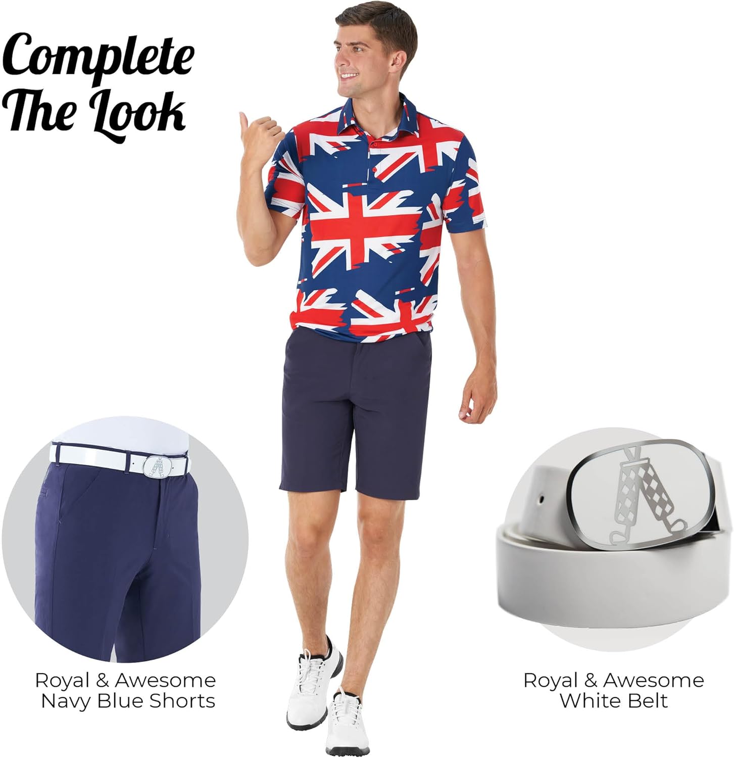 Royal & Awesome Golf Shirts for Men, Golf Polos for Men, Crazy and Funny Shirts for Men's, Bright, Colorful Design
