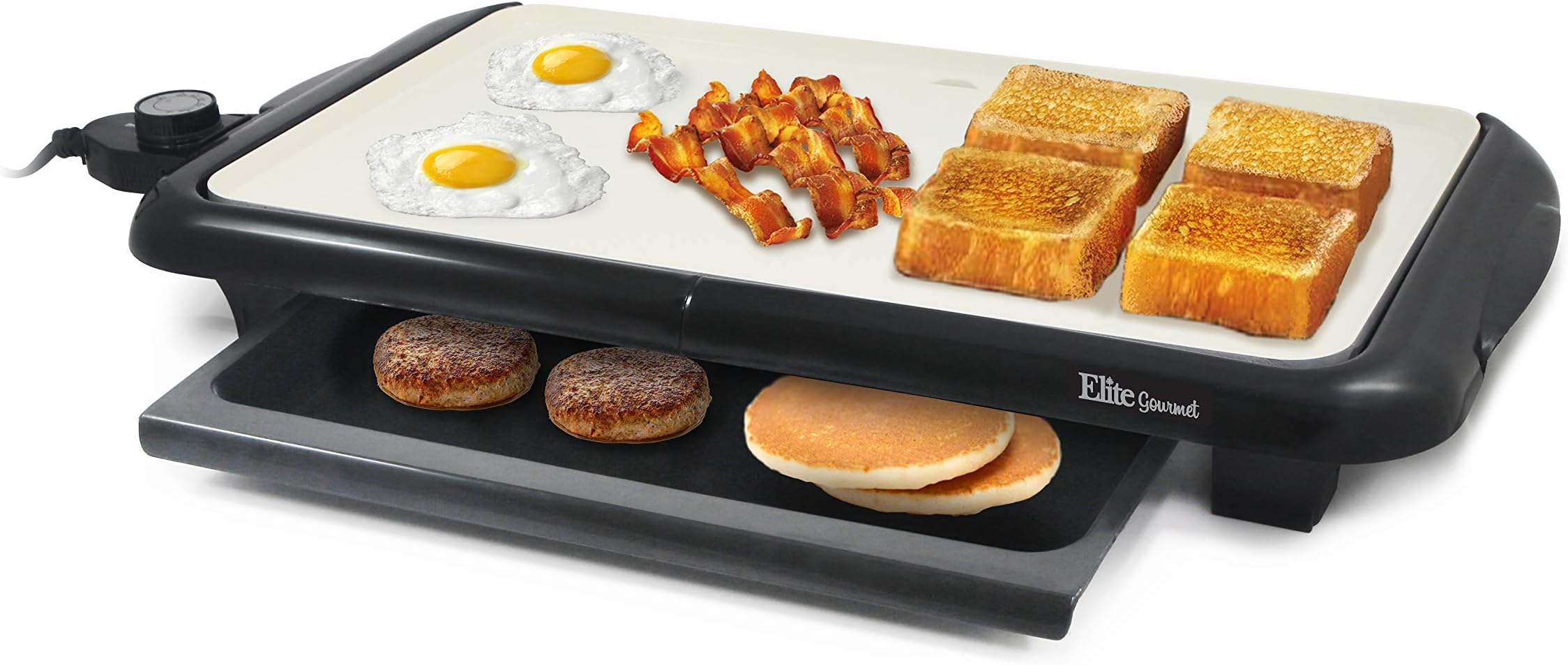 Elite Platinum (ELJ6E) Removable/Adjustable Thermostat, Warming Drawer, Grease Tray, Skid Free-Rubber Feet, 18" x 10.5", Black, 18"