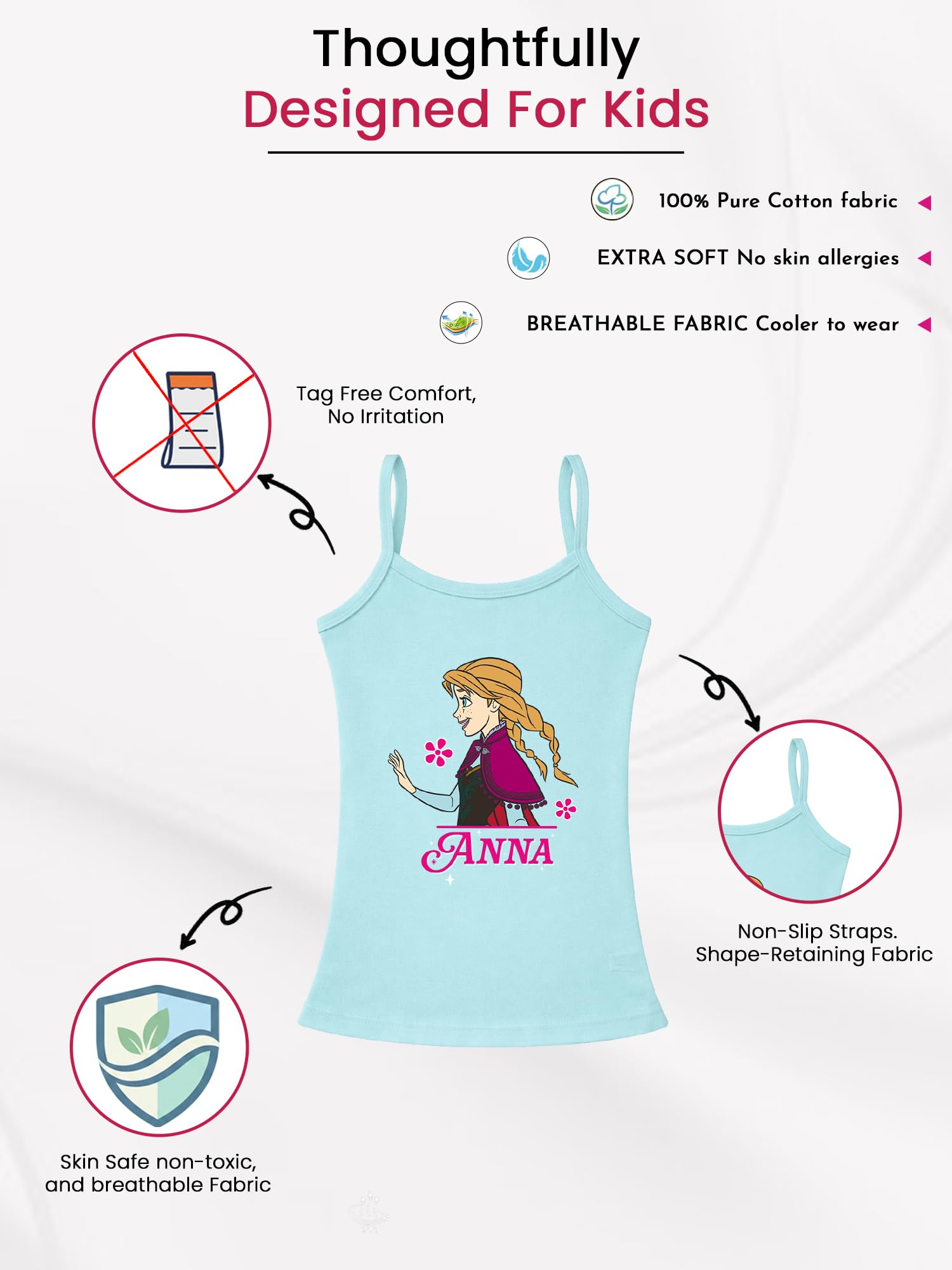 Girl's Regular fit Plain Vest (Pack of 3) (E954_Multicoloured_75 | 9-10 Years) (Color & Print May Vary) 2