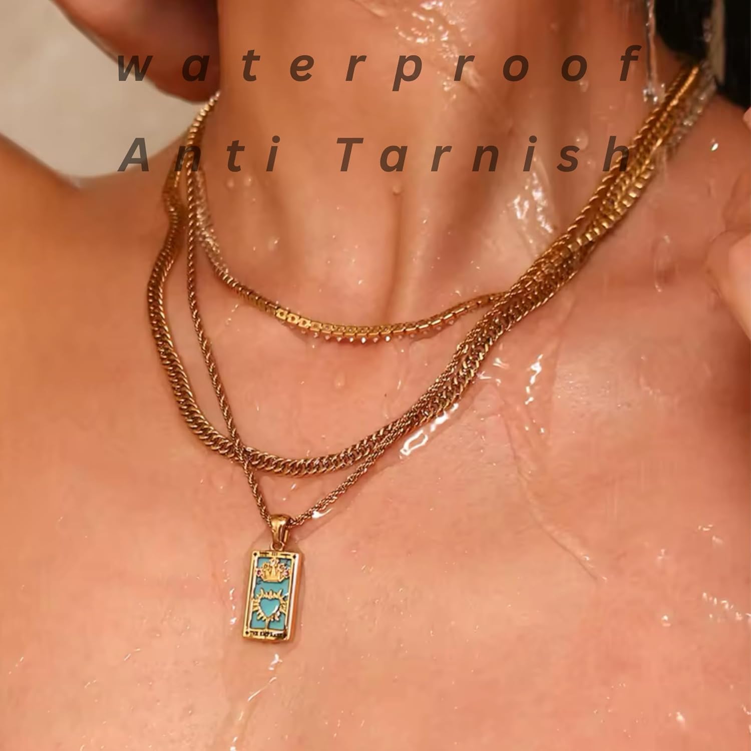 Tarot Card Necklace for Women -18K Gold Plated Stainless Steel Pendant - Enamel CZ Tarot Deck Charm - Waterproof, Hypoallergenic & Anti-Tarnish Spiritual Jewelry Gift - Image 4