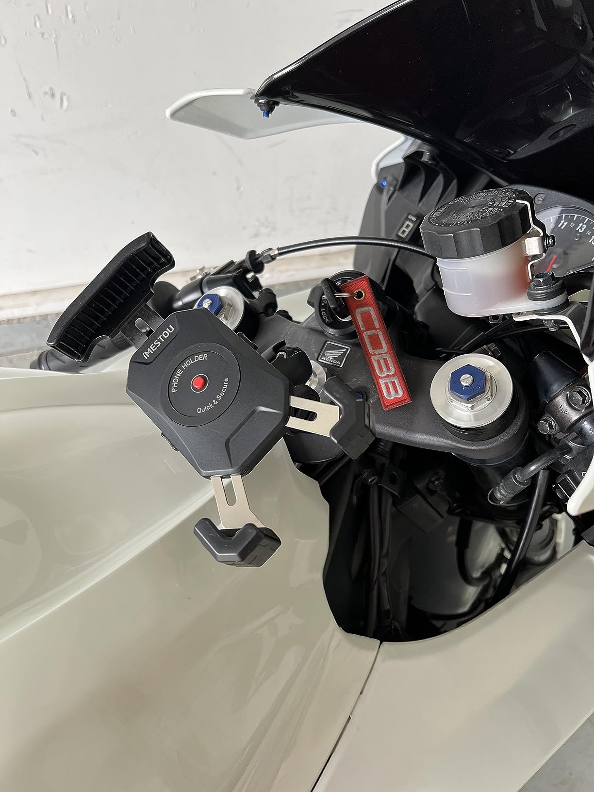 15-17mm Motorcycle Fork Stem Mount with Dedicated RAM Holder for iPhone 8 (sku 50485) main image 1