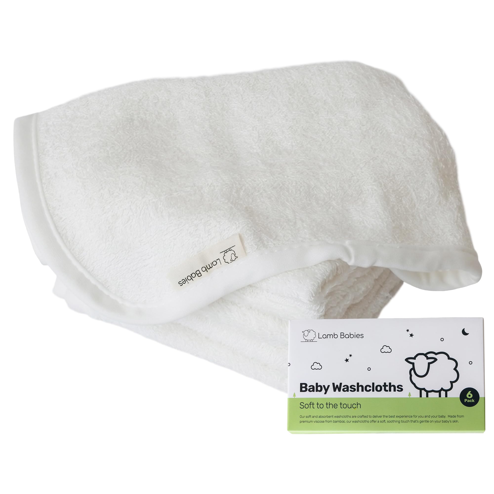Lamb Babies Bamboo Baby Washcloths for Newborn, Ultra-Soft & Absorbent for Gentle Bath Time Care, Durable Baby Bamboo Washcloths Made from Premium
