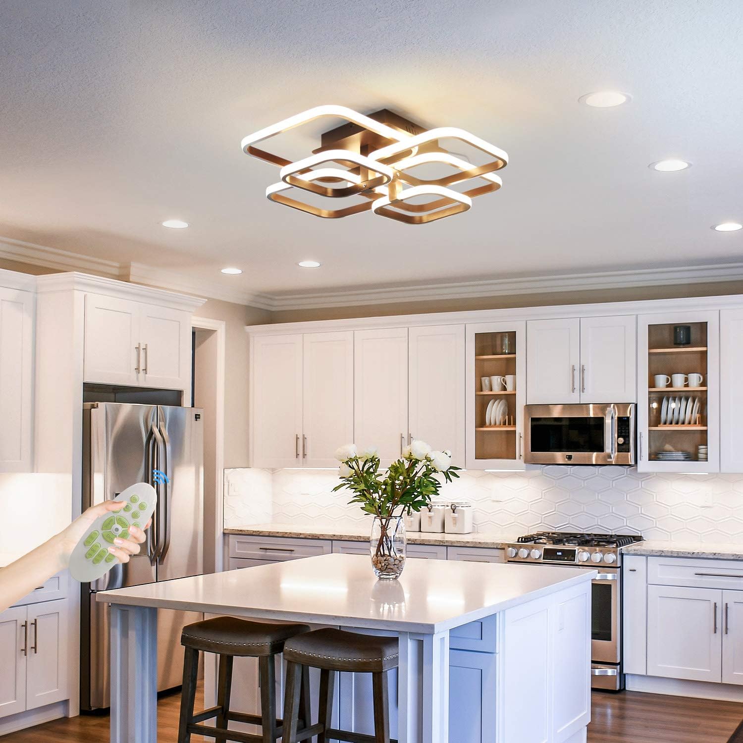 Flash Deals - 70% OFF IKK Modern LED Ceiling Light Fixture, 6 Heads Dimmable with Remote Control Ceiling Lamp, lamparas de techo modernas Ceiling Lighting for Bedroom Living Dining Room Foyer 3000-8000 K/Coffee Super Brands IKK Modern LED Ceiling Light Fixture, 6 Heads Dimmable with Remote Control Ceiling Lamp, lamparas de techo modernas Ceiling Lighting for Bedroom Living Dining Room Foyer 3000-8000 K/Coffee