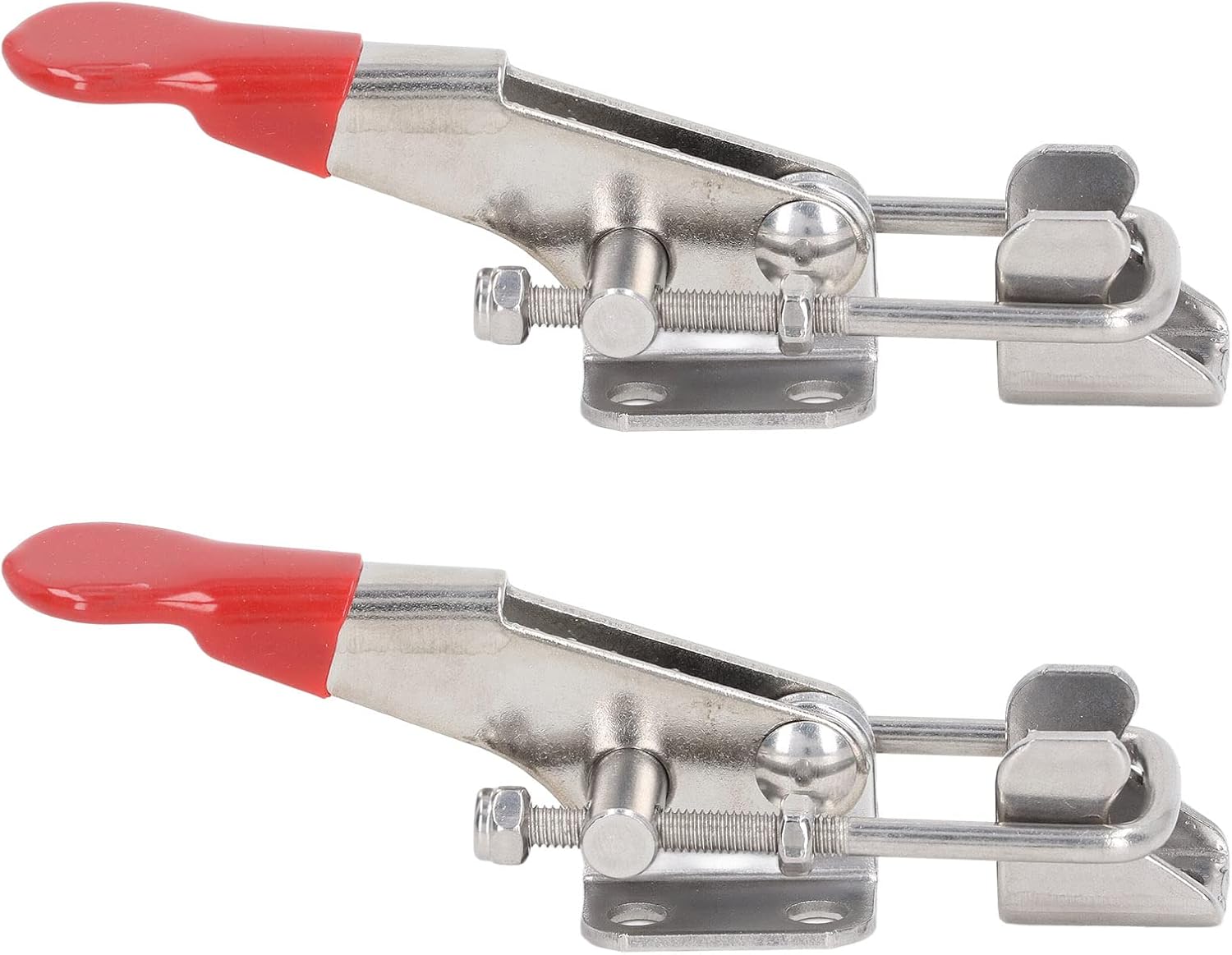 Oumefar 2Pcs Toggle Clamp, Toggle Latch Clamps Pull Latches Adjustable Pull Latches Clamp, 304 Stainless Steel Latches Pull Clamp 400lbs Capacity Toggle Clamp Set for Cabinet Boxes Trunk Door Closet