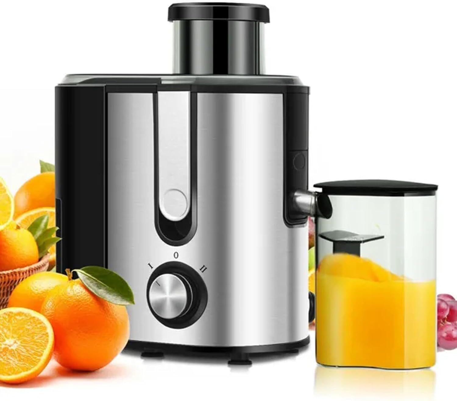Centrifugal Juicers, Dual Speeds Juice Maker Machine with 2.5" Feed Chute, Compact Juice Extractor for Vegetables/Fruits, 400W, Stainless Steel (Black-1)