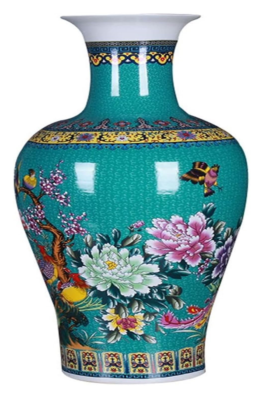 SnamicE Vase Tabletop Ceramic Vase Decoration Green Floor Vase Decoration,