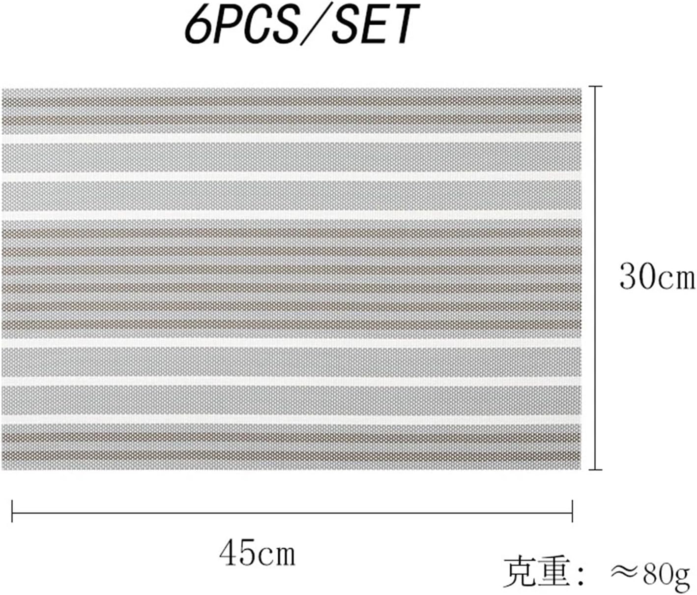 6Pcs Table Mat Set Non-Slip Bowl Pad Coaster Set Washable Spring PVC Dining Table Placemats Modern Home Decoration Accessories(Gray)
