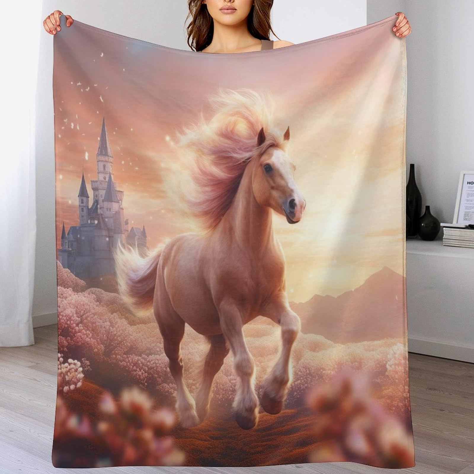 Couverture polaire cheval en flanelle pour des soirées cocooning au salon