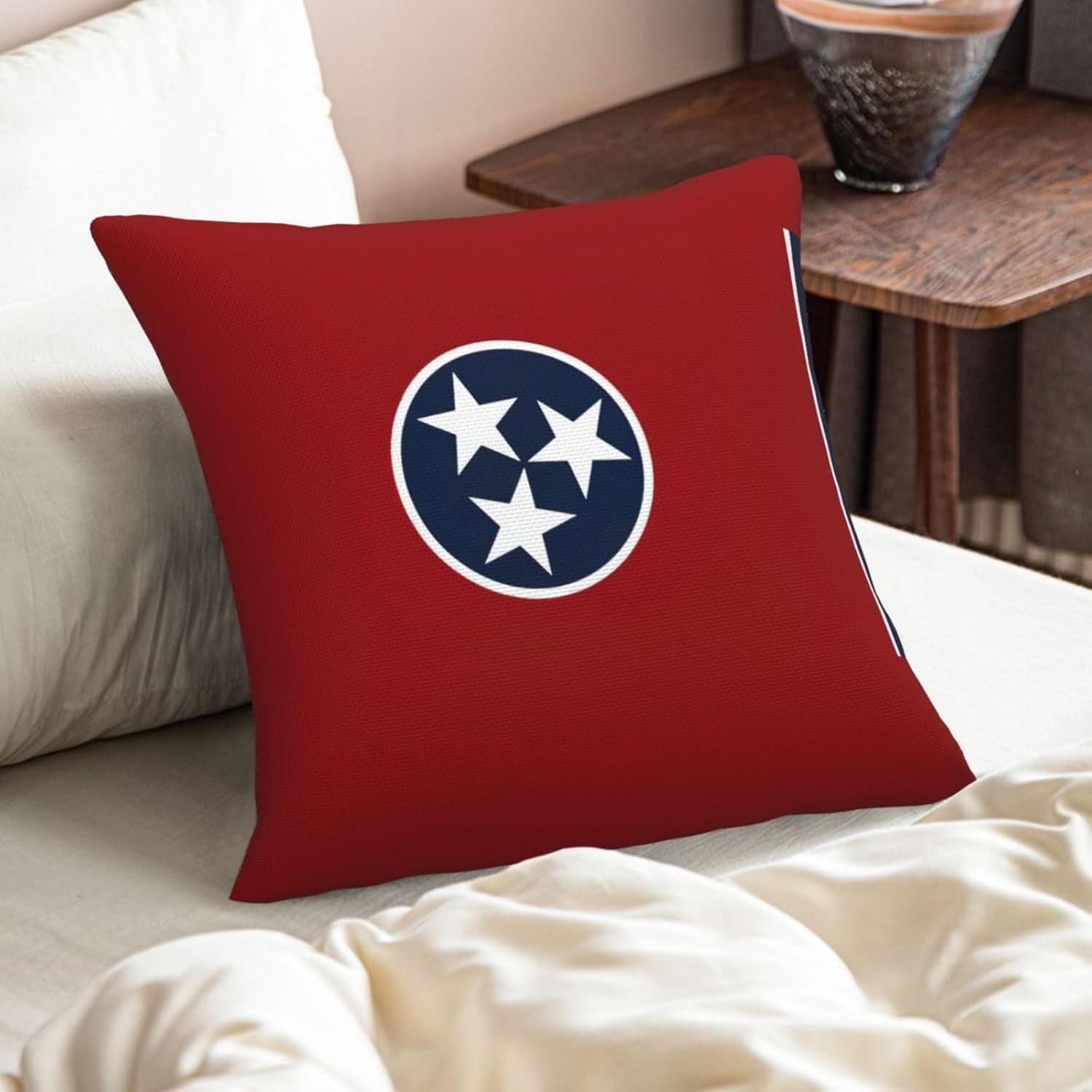 Tennessee State Flag Imitation Linen Pillowcase -2 Sets, Fashionable Home Decoration, Used for Sofas, Gardens, beds