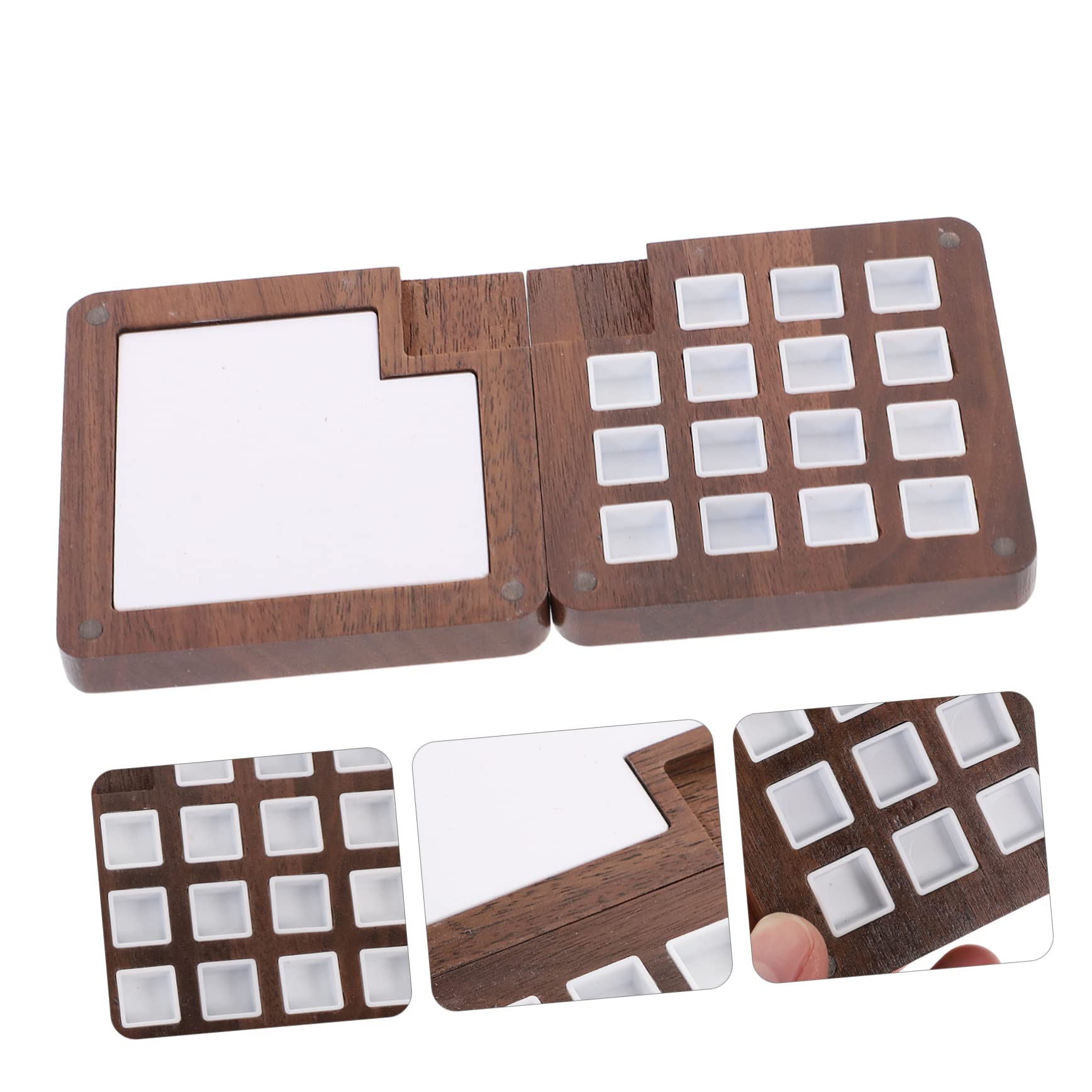 Lot De 3 Palettes De Peinture en Bois Boîte De Rangement pour Aquarelle Et Pigments pour Artistes Fournitures Artistiques