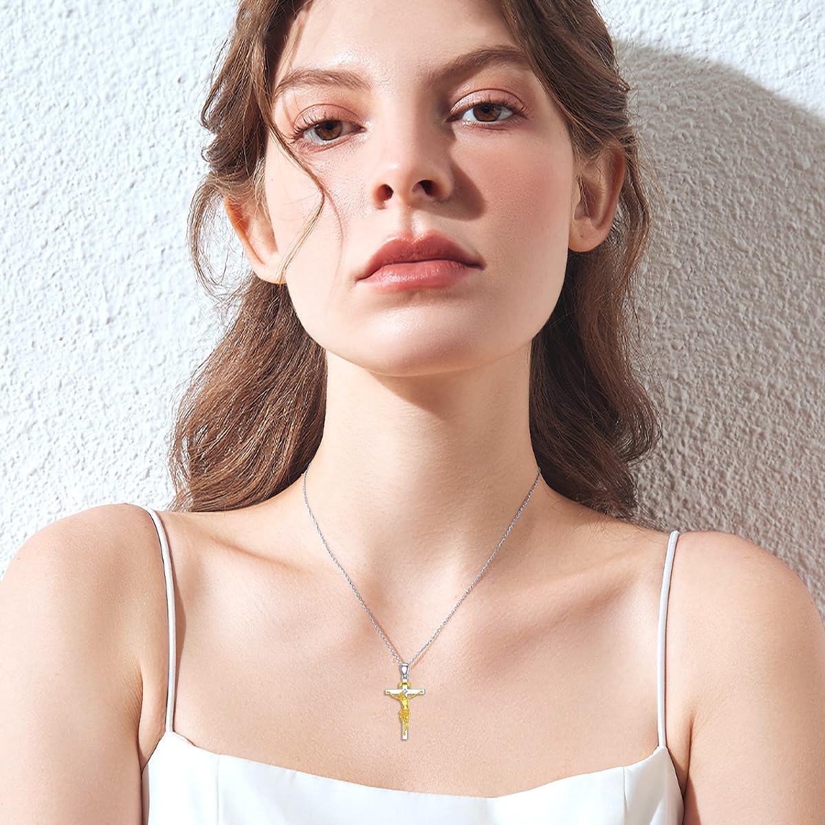 Diamond Crucifix Necklace for Women 925 Sterling Silver Cross Pendant with Lab Grown Diamond Jewelry Gifts for Him - Image 4