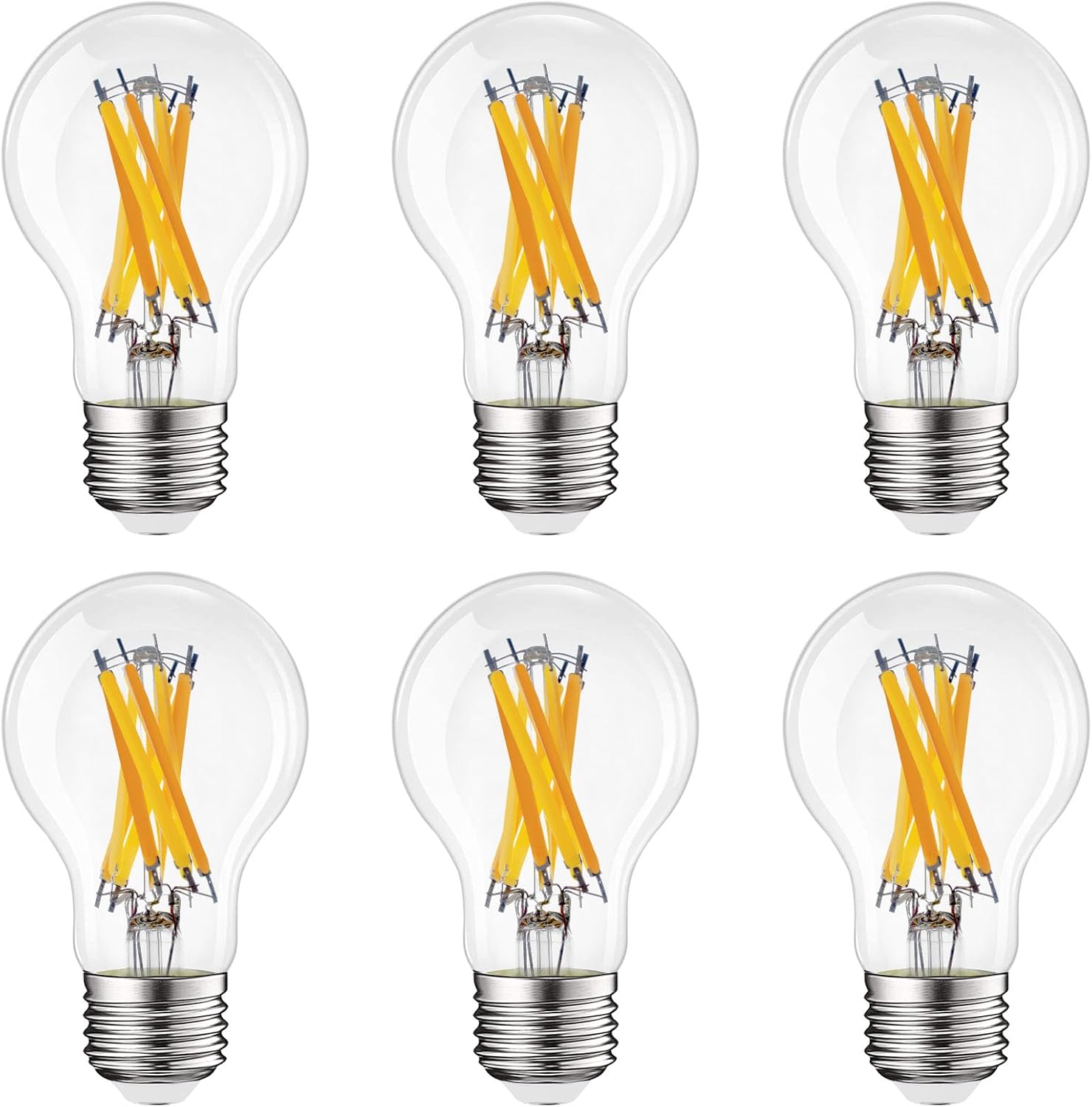 LUXRITE Vintage A19 LED Light Bulbs, 75W Equivalent, 4CCT Selectable (2700K/3000K/4000K/5000K), 1050 Lumens, CRI 90, Dimmable, 9.5W Standard Edison Filament Bulbs, ETL Listed, E26 Base (4 Pack)