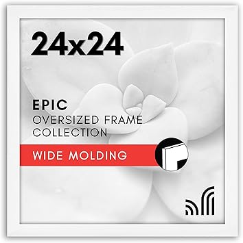 Americanflat 24x24 Picture Frame with Polished Plexiglass - Epic Collection - Square Picture Frame with Engineered Wood - Wide Photo Frames for Wall display - White