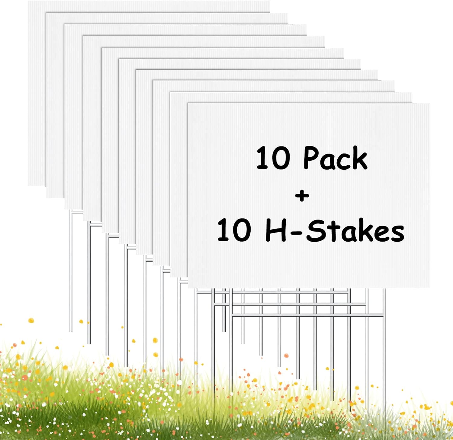 10 Pack Blank Yard Signs with Stakes, HOLENGS Double Sided