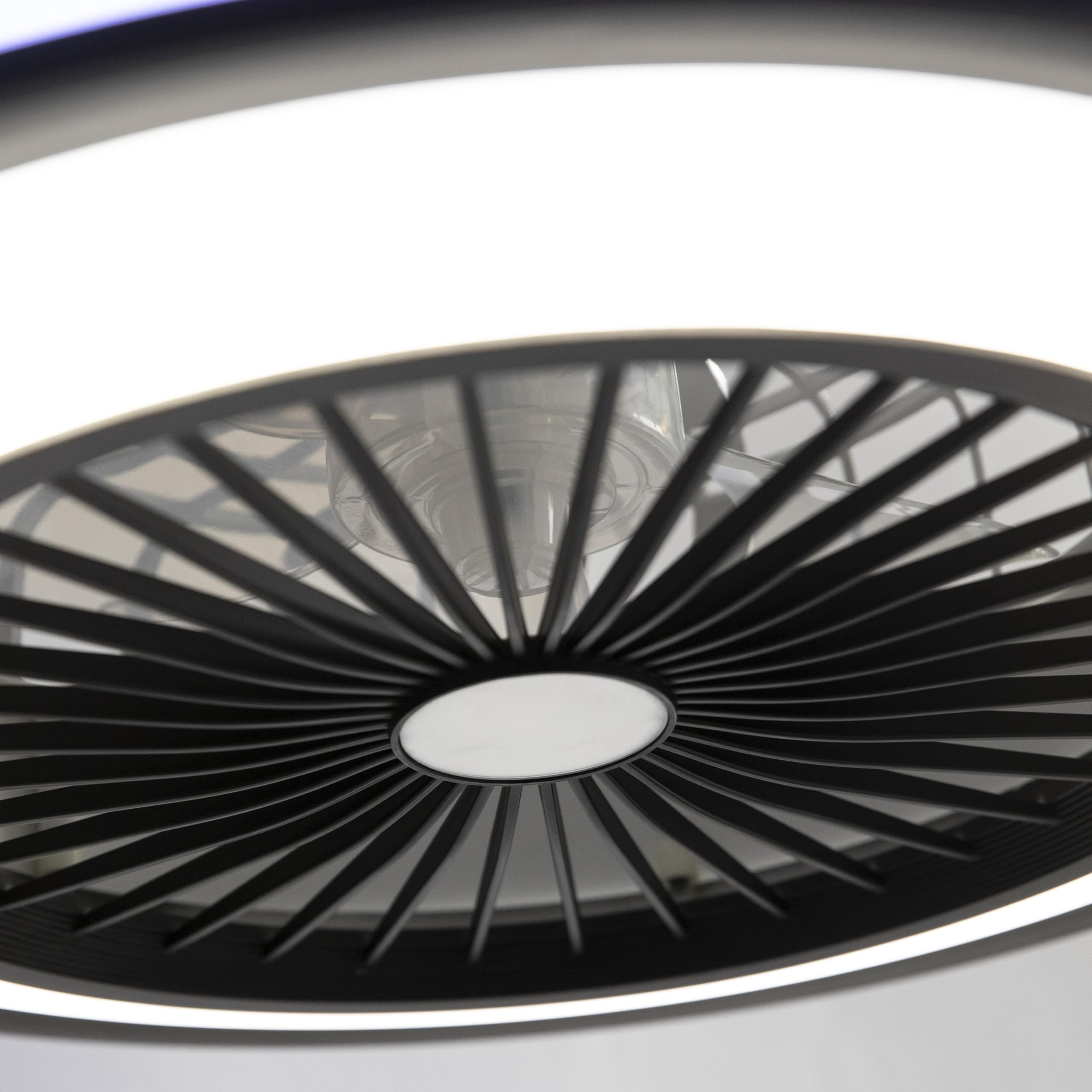 DUPI Ventilador de Techo con Luz Led RGB SLIM AIR | Función Verano e Invierno | 6 Velocidades | Mando a Distancia | Plafón 50 cm | Motor DC Silencioso | Aspas Reversibles | PVC | Negro
