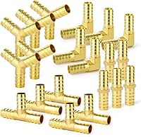 Vista 29 de GASHER 2 piezas de púas de manguera de latón en T, accesorio de manguera de 3 vías (púa de manguera de 1,27 cm x 1,27 cm x 1,27 cm) con 6