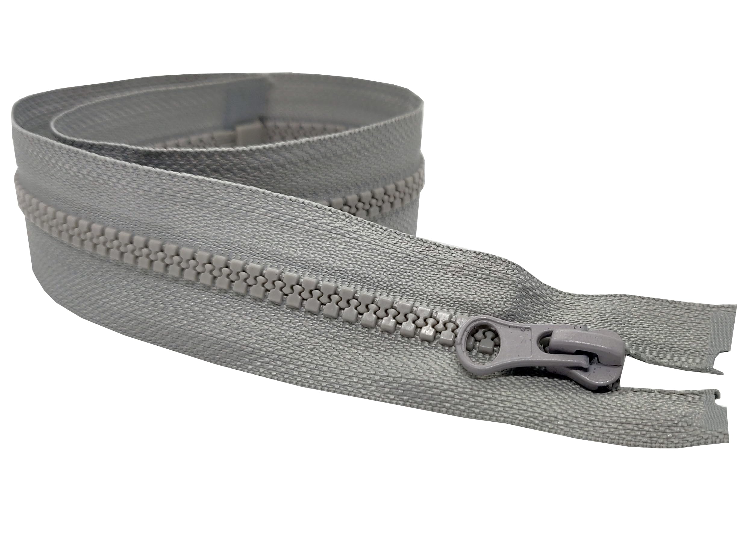 Zips & Bobs Silver 1Pc Medium-Weight Open-End Chunky Zip 70Cm Long (27.5") Size #5 Standart Plastic Fastener Resin Zipper For Jackets Hoodies Single Slider (Silver)