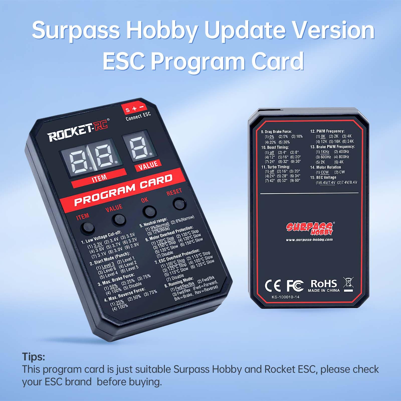 Amazon.com: Surpass Hobby ESC Programming Card RC Car Electronic