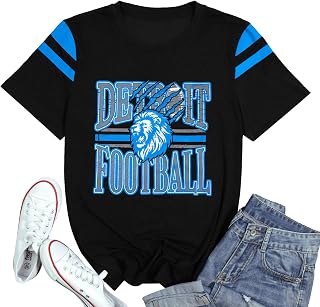 LOTUCY Women's Football Game Day Shirt - Comfortable Fan Tee for Team Fans, Short Sleeve Sports Jersey Top