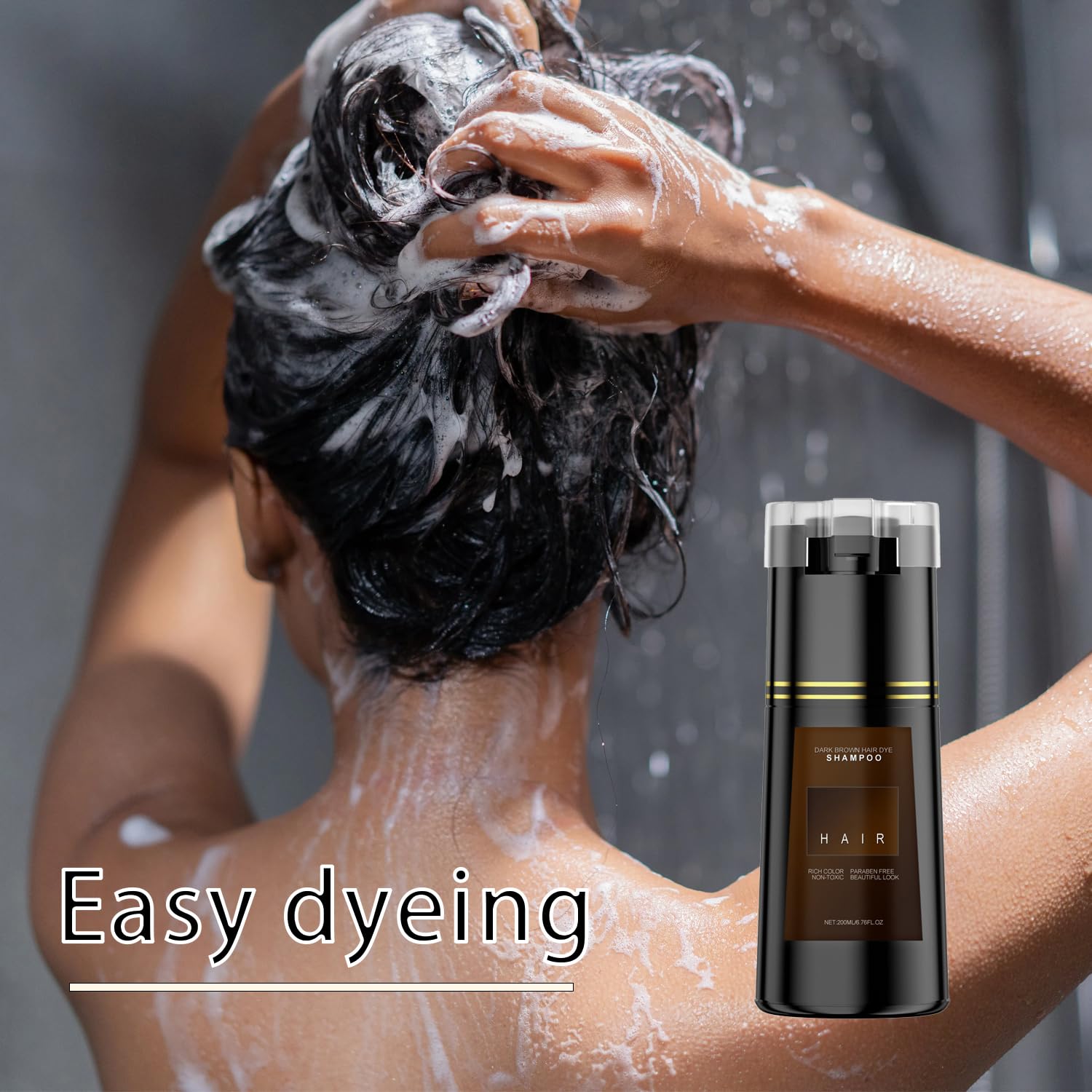 Natural brown Hair Color Shampoo for Dark, Hair Dye Instant 3 in 1, Instant Dye Shampoo for Men & Women, 1pcs Dark Brown. ﻿ - Image 2