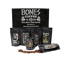 Vista 12 de Bones Coffee Company NUEVO Paquete de muestra World Tour, café saborizado de origen único, granos arábica de tostado medio, regalos de café