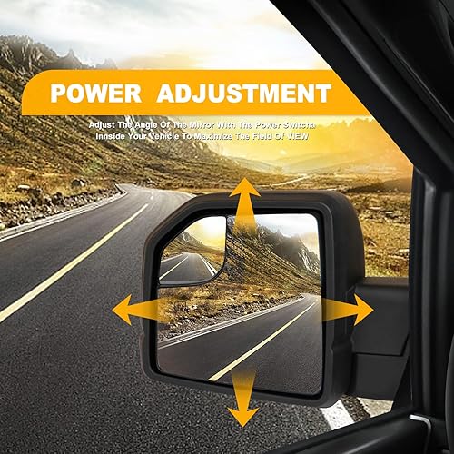 Miniatura 5 de MITZONE Espejo lateral del conductor F150 compatible con Ford F-150 2015-2020 con luz de señal de giro de vidrio de punto ciego, 6 pines, color