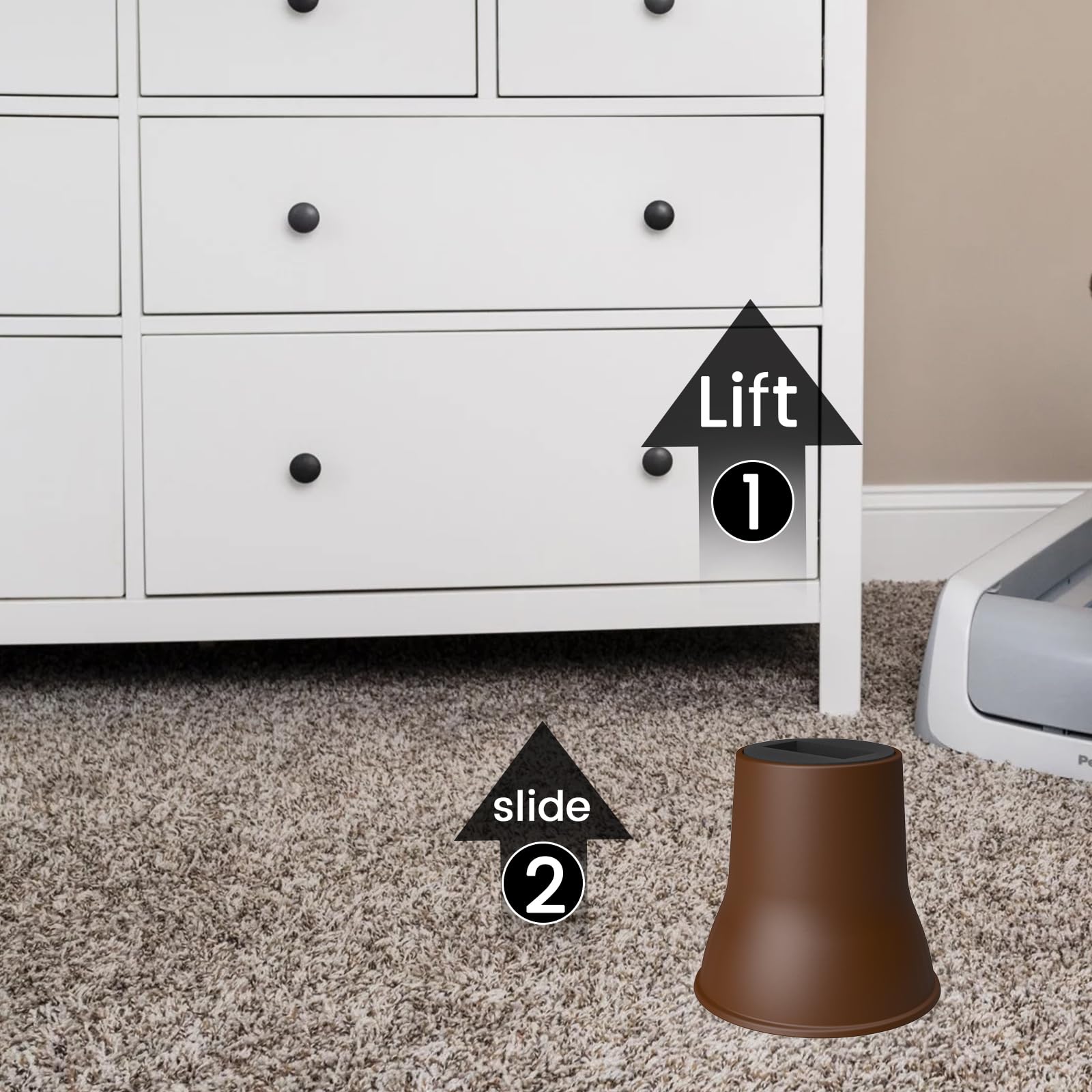 MYMULIKE Rialzi per letto da 15,2 cm, confezione da 6, resistenti, sollevano fino a 997,9 kg, rialzi rotondi per divani, supporti TV e sedie