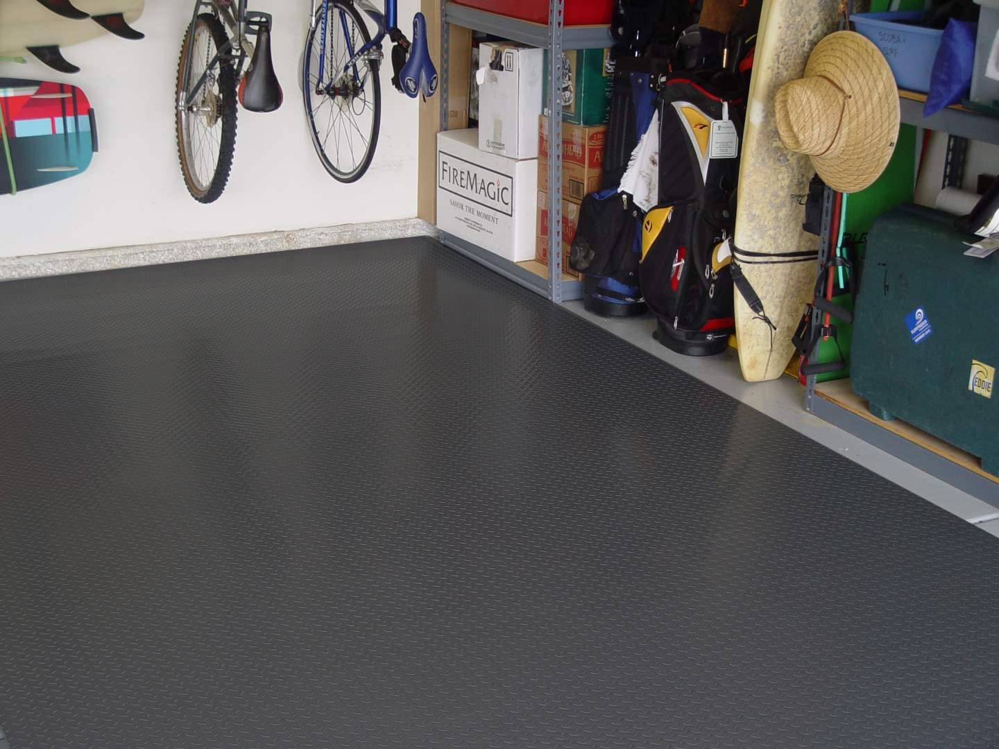 alfombra goma suelo antideslizante Pisos de caucho, alfombrillas de caucho para piso de placa de diamante negro grande para garaje, sótano, gimnasio en casa, cobertizo o remolque: 3mm de espesor, 1m 2