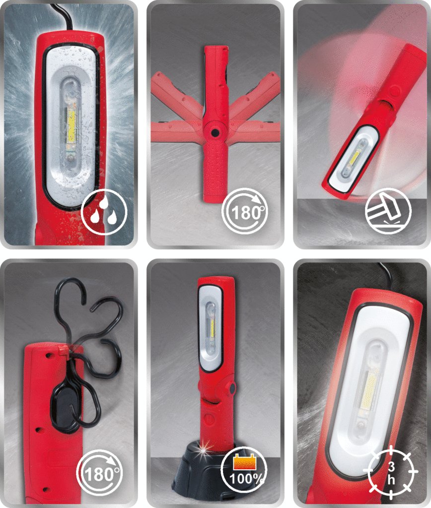 KS Tools 150.4310 LEDMAX POWER STRIPE LED-Akku-Arbeitslampe, knickbar perfectLight Handlampe 420 Lumen