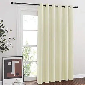 NICETOWN Blackout Sliding Door Curtain 84 inches Long, Grommet Patio Door Curtain & Drape Room Divider Sound & Light Blocking Privacy Thermal Drapes for Living Room (Beige, W80 x L84, 1 Panel)