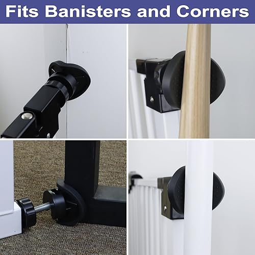 Kit adaptador universal para barandilla (paquete de 2), extensor de puerta para perros montado a presión para escaleras, color negro