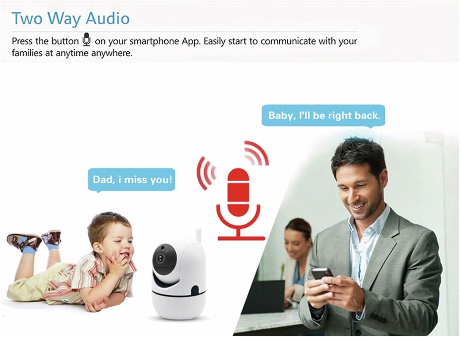 Diagram illustrating two-way audio function with microphone icon