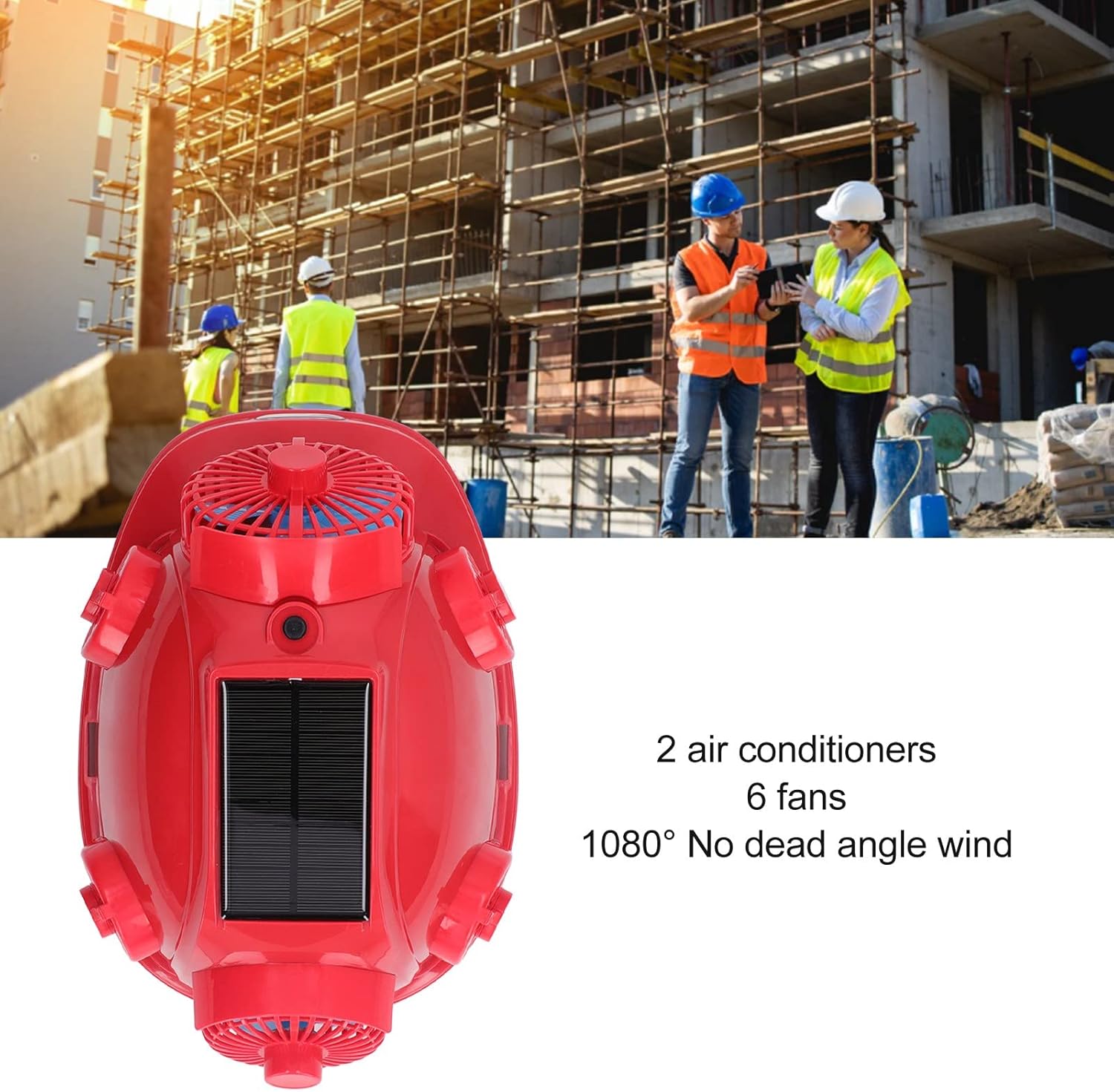 Casco duro de construcción con 6 ventiladores de energía solar doble