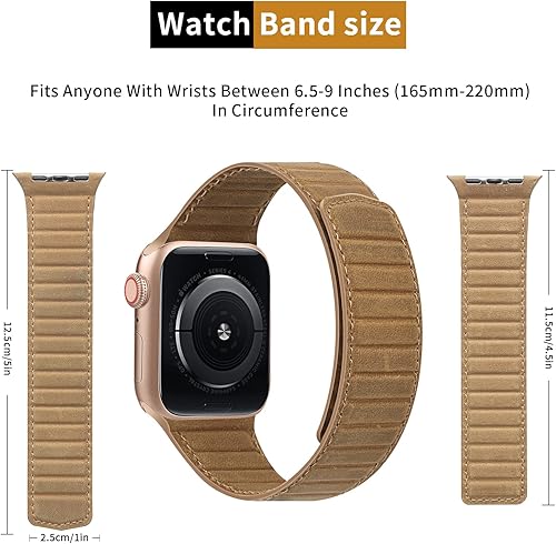 Miniatura 5 de SYNCHRO - Correa de cuero Saffiano compatible con Apple Watch, correa magnética para series Ultra 8, 7, 6, 5, 4, 3, 2, SE, para mujeres u hombres,