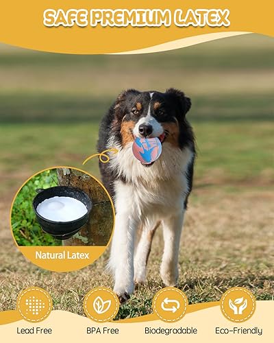 Miniatura 4 de SCHITEC Juguetes de pelota chirriante para perros, pelotas de tenis interactivas para jugar, juguete de látex de goma para mascotas para perros de